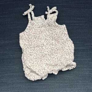 Floral Baby Romper with Tied Straps